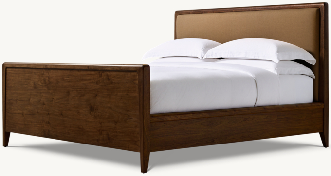 Gael Walnut Fabric Panel bed with Footboard