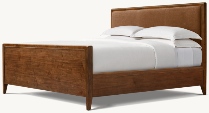 Gael Leather Panel bed with Footboard