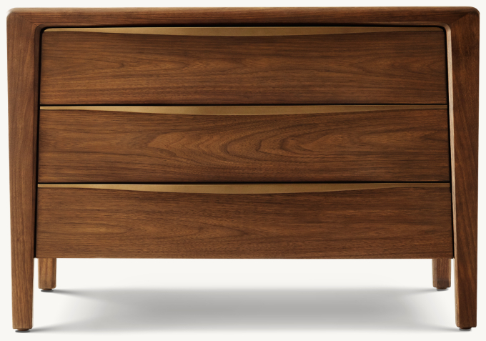 38" nightstand shown in Caramel Walnut/Brass.