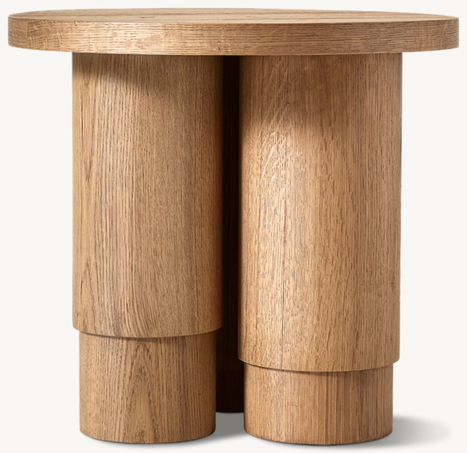 Oak Tropez Round Pedestal Side Table