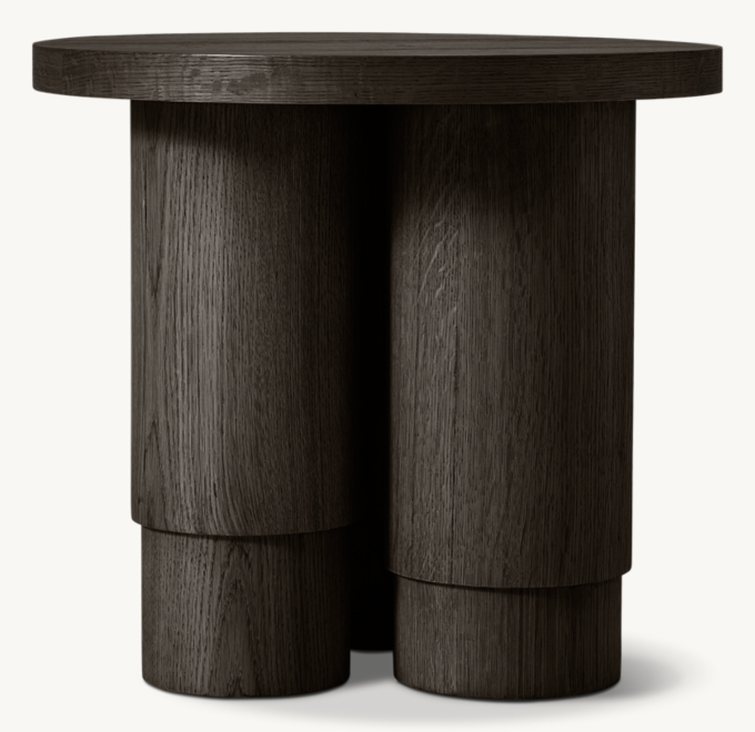 Oak Tropez Round Pedestal Side Table