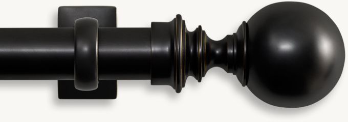 Estate Metal Ball Finial & Rod Set