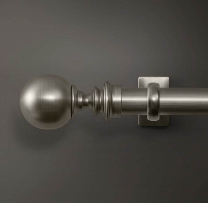 Estate Metal Ball Finial & Rod Set