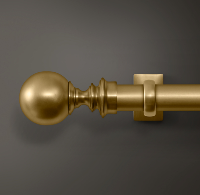 Estate Metal Ball Finial & Rod Set RH