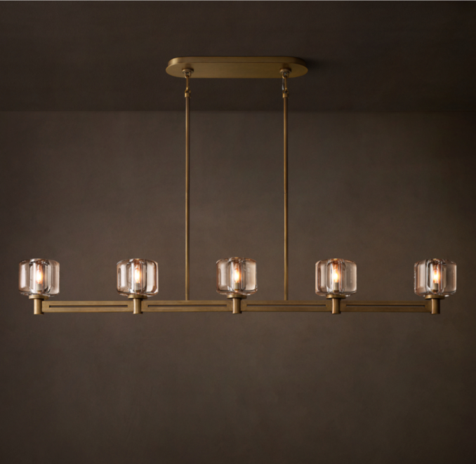 54" chandelier shown in Natural Brass.