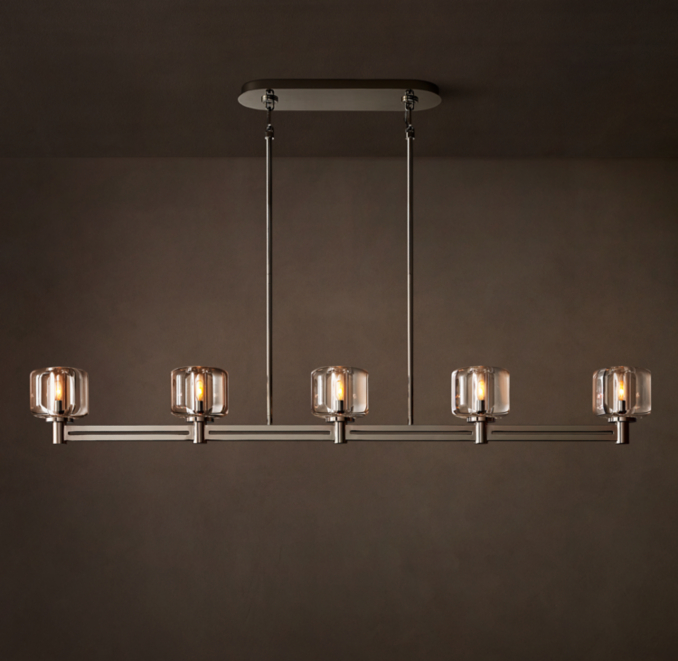 54" chandelier shown in Polished Nickel.