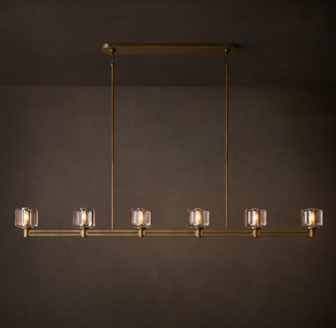 72" chandelier shown in Natural Brass.
