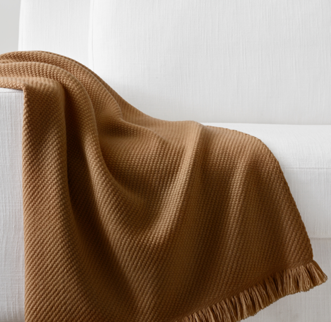 Front view of Nepalese Handwoven Cashmere & Yak Wool Throw 