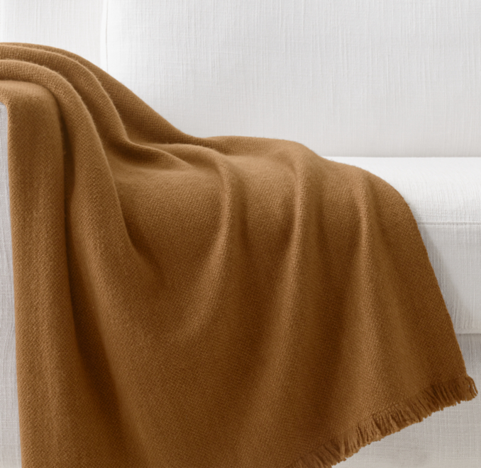 Front view of Nepalese Handwoven Cashmere Throw 