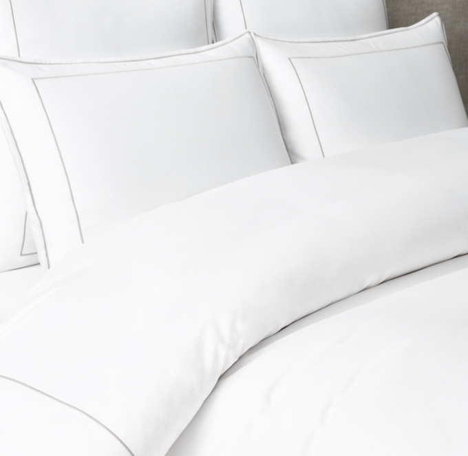 Italian Framed Sateen Duvet | RH - Fog - Queen
