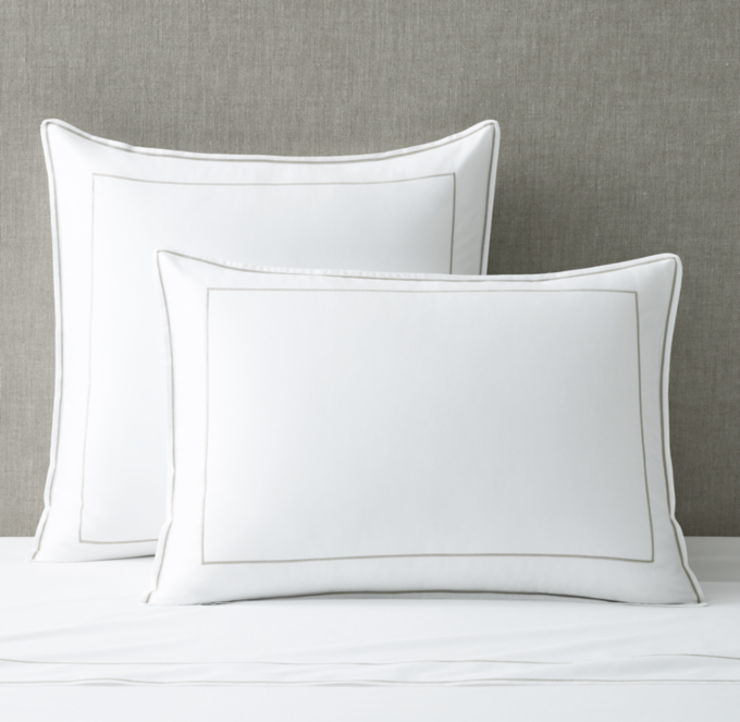 Italian Framed Sateen Sham | RH - Fog