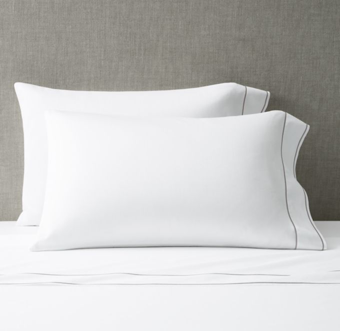 Italian Framed Sateen Pillowcases (Set of 2) | RH - Fog