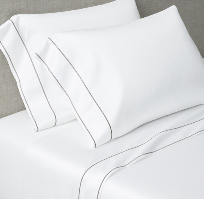 Italian Framed Sateen Sheet Set | RH - Fog