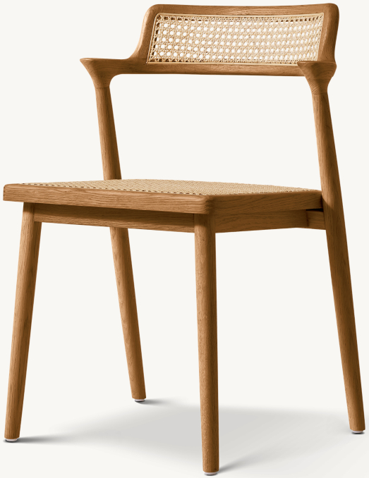 Vue de Trois Quarts - Oskar Cannage - Chaise de Salle à Manger - Chêne Naturel/Cannage
