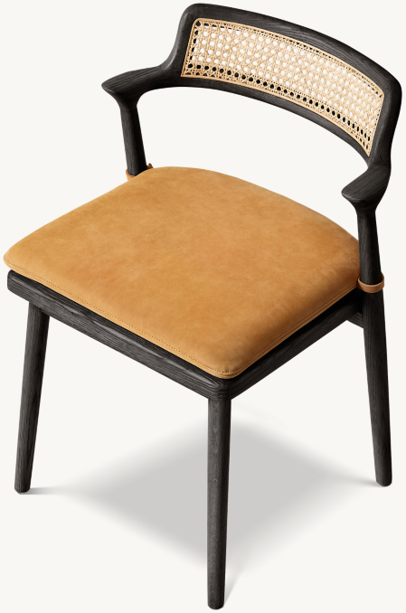 Three-Quarter High With Cushion view of Oskar Cane Dining Side Chair 
