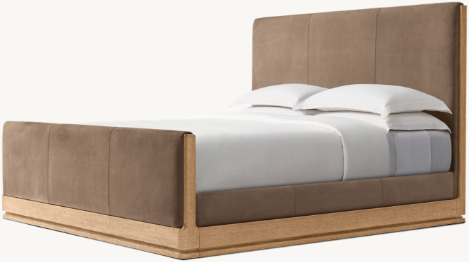 Ligné Leather Panel bed with Footboard