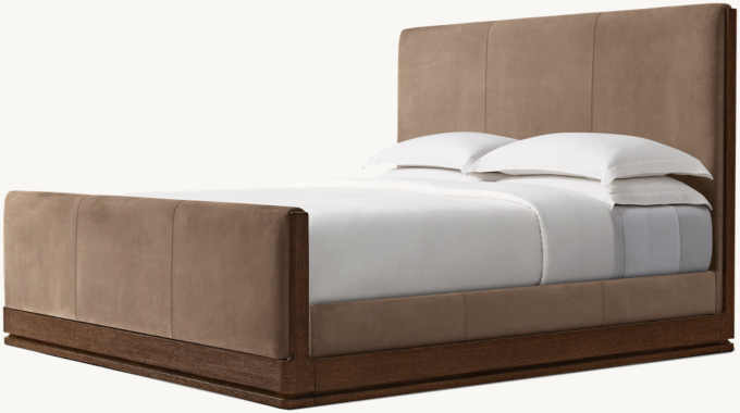 Ligné Leather Panel bed with Footboard