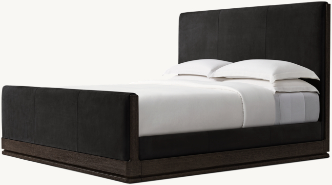 Ligné Leather Panel bed with Footboard