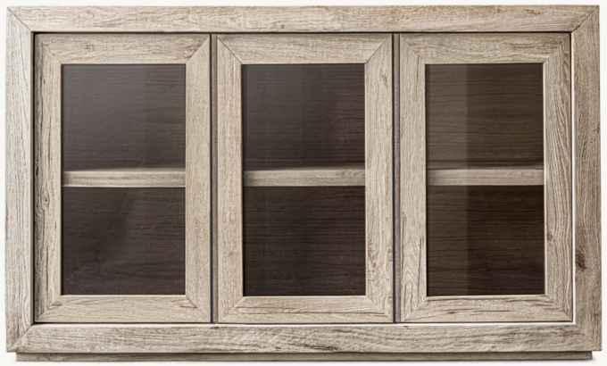 RECLAIMED OAK GLASS TRIPLE-DOOR SIDEBOARD