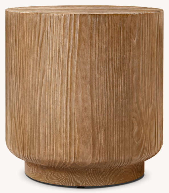 Vue de Face - Ciro - Table D'Appoint Ronde - Sapin Douglas Naturel Sablé