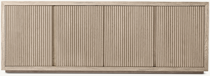 Front view of Reclaimed Oak Reeded 4-Door Media Console 