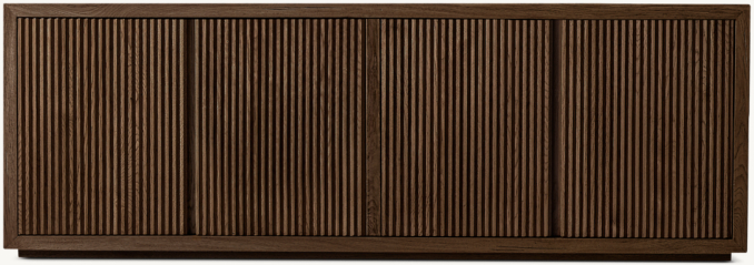 Front view of Reclaimed Oak Reeded 4-Door Media Console 