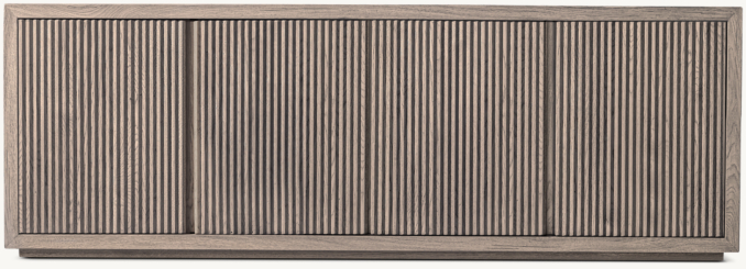 Front view of Reclaimed Oak Reeded 4-Door Media Console 