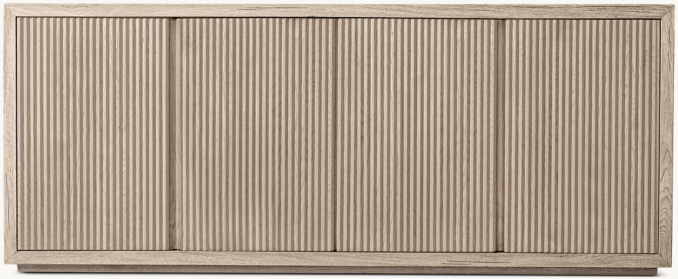 Front view of Reclaimed Oak Reeded 4-Door Sideboard 