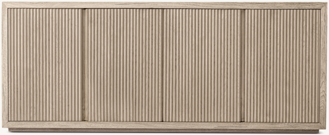 Front view of Reclaimed Oak Reeded 4-Door Sideboard 