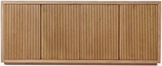 Front view of Reclaimed Oak Reeded 4-Door Sideboard 