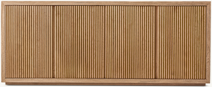 Front view of Reclaimed Oak Reeded 4-Door Sideboard 