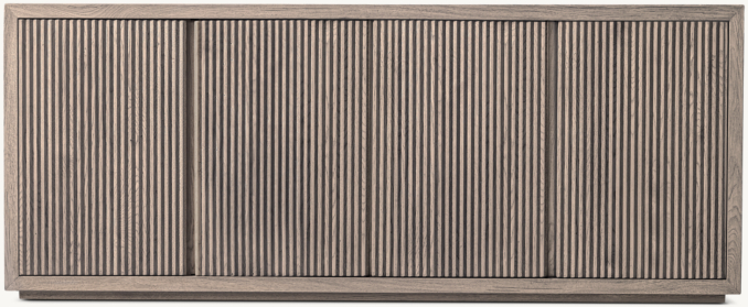 Front view of Reclaimed Oak Reeded 4-Door Sideboard 