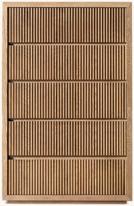 Reclaimed Oak Reeded 5-Drawer Narrow Dresser