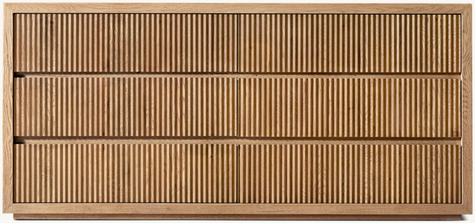 Reclaimed Oak Reeded 6-Drawer Dresser