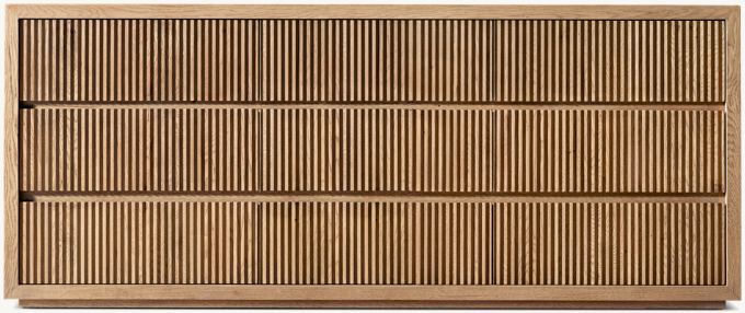 Reclaimed Oak Reeded 9-Drawer Dresser