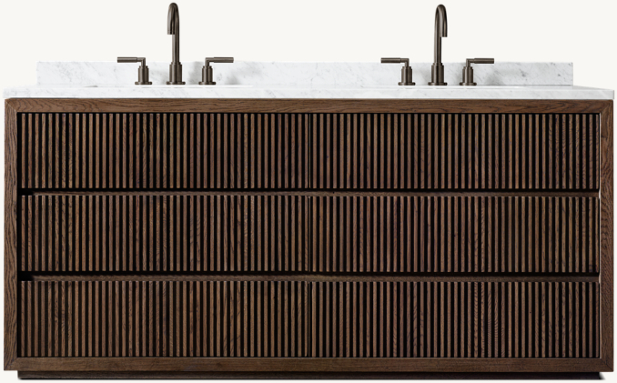 Reclaimed Oak Reeded Double Vanity