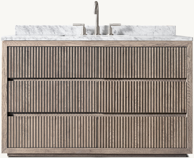 Reclaimed Oak Reeded Single Extra-Wide Vanity