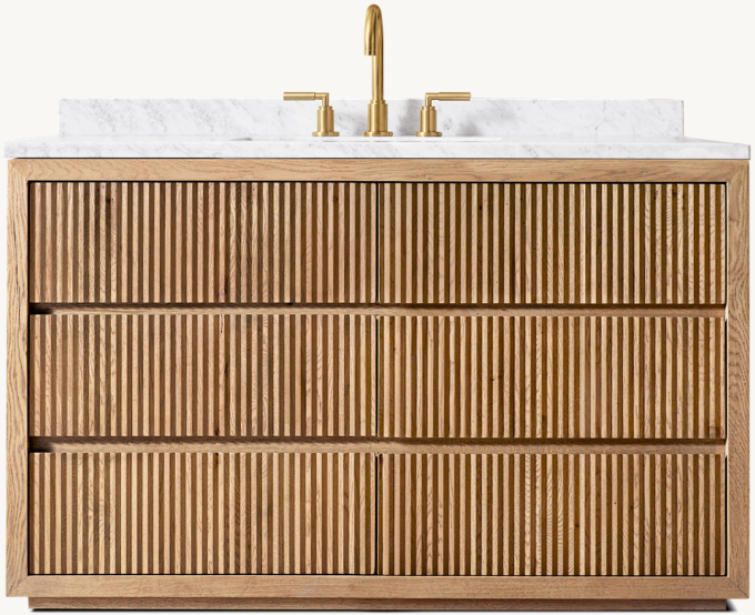 Reclaimed Oak Reeded Single Extra-Wide Vanity