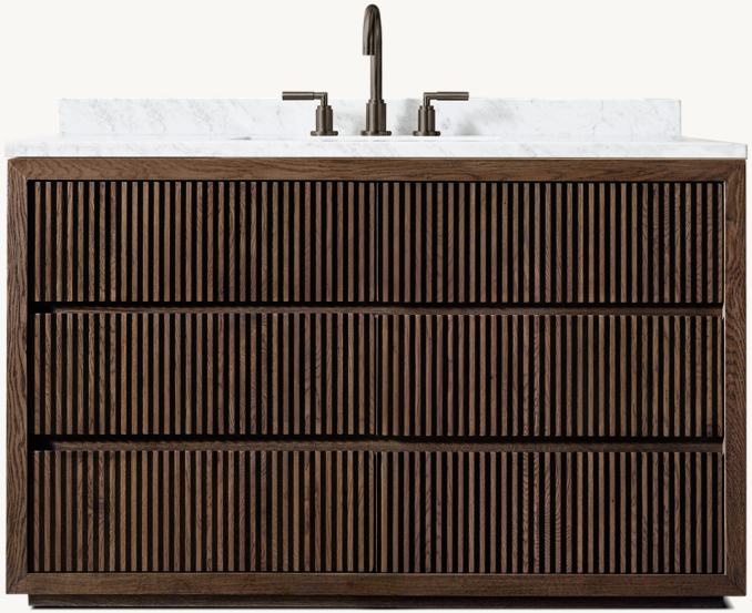 Reclaimed Oak Reeded Single Extra-Wide Vanity