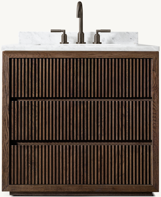 Reclaimed Oak Reeded Single Vanity