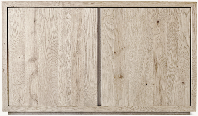Front view of Reclaimed Oak Thin Frame Double-Door Media Console 