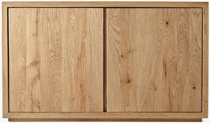 Front view of Reclaimed Oak Thin Frame Double-Door Media Console 
