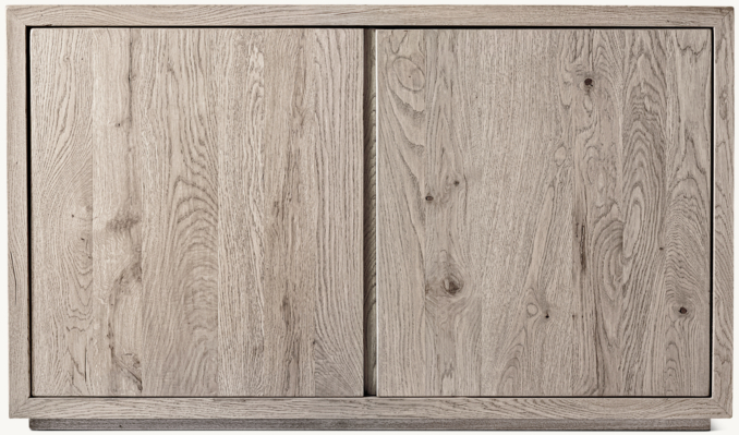 Front view of Reclaimed Oak Thin Frame Double-Door Media Console 