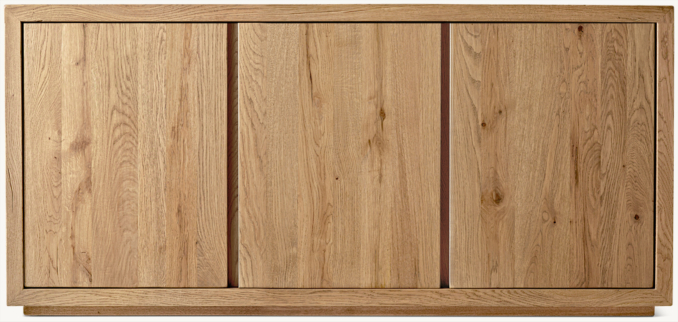 Front view of Reclaimed Oak Thin Frame Triple-Door Media Console 