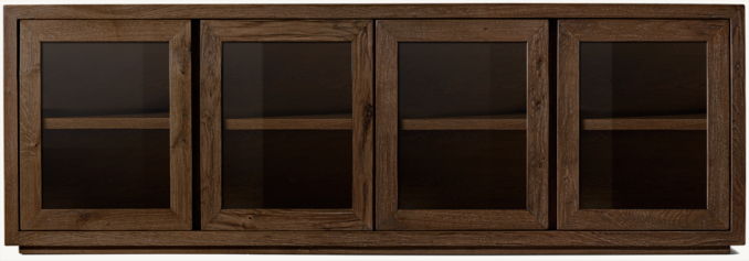 Reclaimed Oak Thin Frame Glass 4-door Media Console