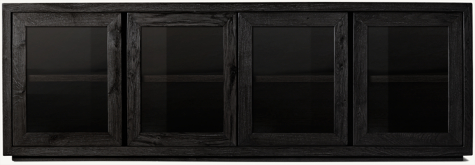 Reclaimed Oak Thin Frame Glass 4-door Media Console
