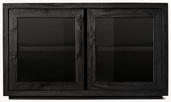 Front view of Reclaimed Oak Thin Frame Glass Double-Door Media Console  