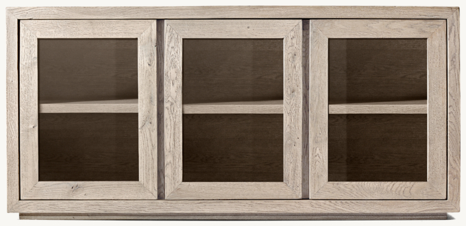 Reclaimed Oak Thin Frame Glass Triple-door Media Console