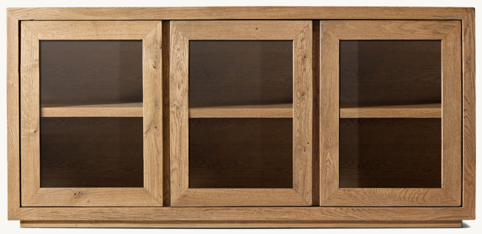 Reclaimed Oak Thin Frame Glass Triple-door Media Console