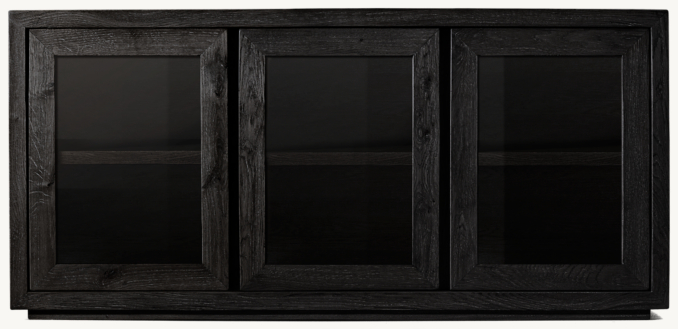 Reclaimed Oak Thin Frame Glass Triple-door Media Console